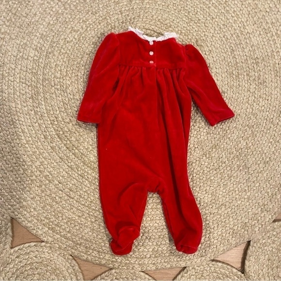 Ralph Lauren Velour Trim Footed Coverall, Park Avenue Red, Size 3m - Picture 3 of 6